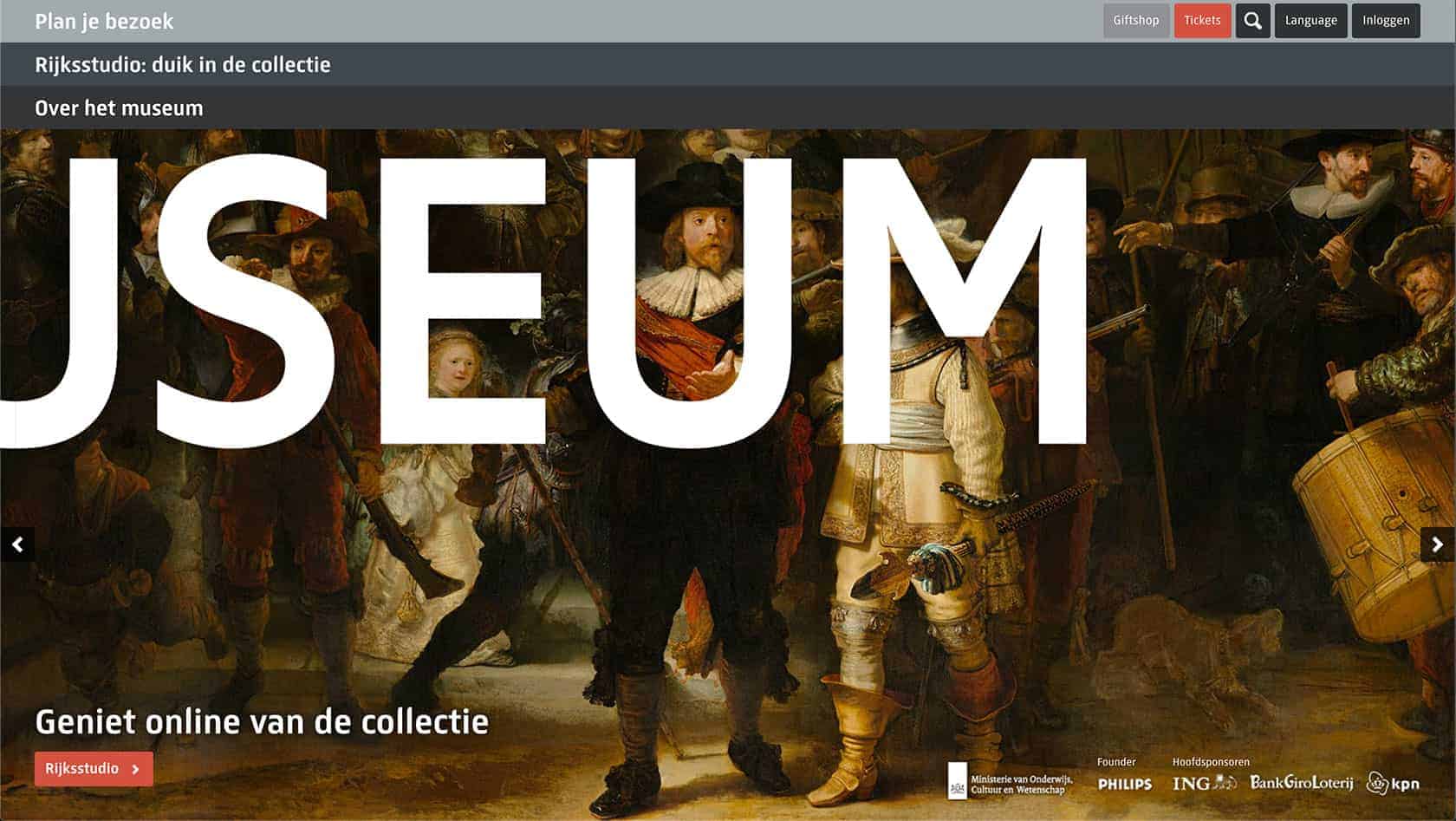 website navigatie rijksmuseum